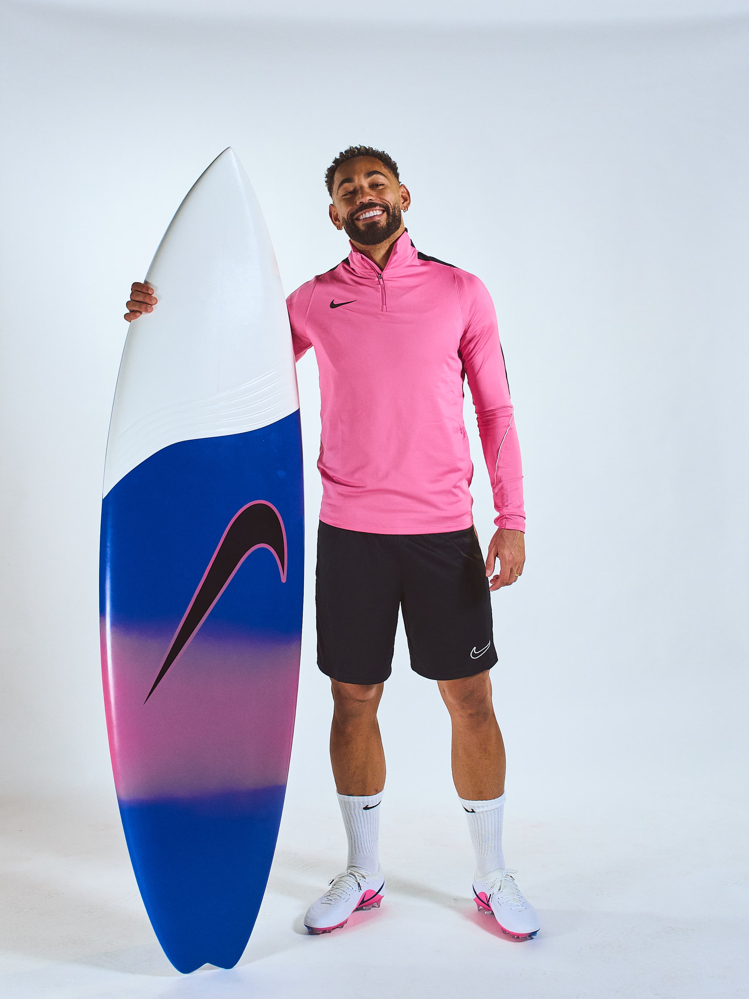 Campaign portrait showing the custom board made for the Nike x Cunha shoot
